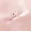 WYEAIIR 925 Sterling Silver Sweet Romantic Openwork Zircon Two Hearts Resizable Opening Ring For Women Luxury Jewelry 3