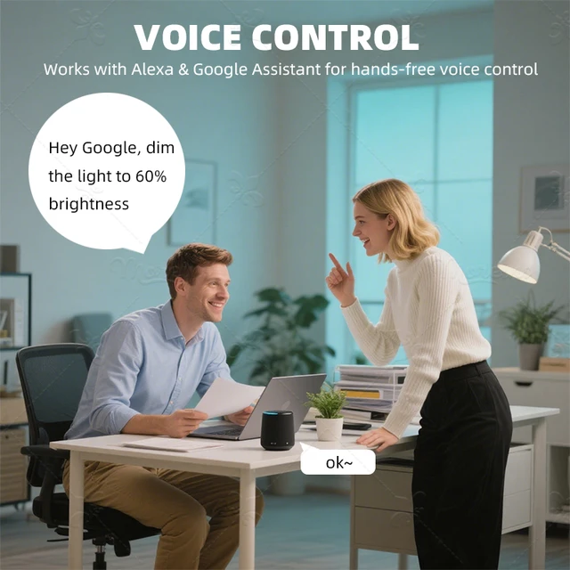 Voice Control Smart Life APP WIFI Bulb lamps 9W E27 RGBCW Dimming Color Grading Timing Remote Control Suitable Alexa Google Home 2