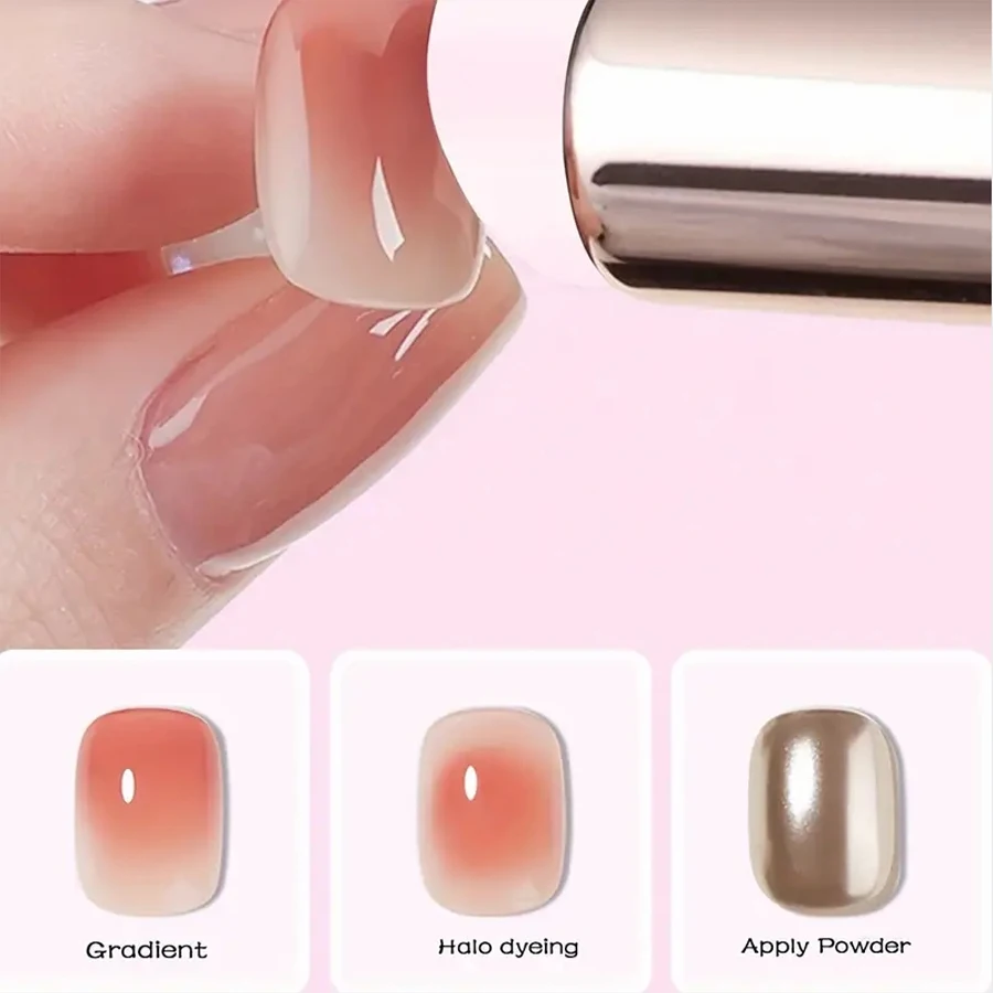 Silicone Nail Brush Flat Applicator Sticks Reusable Lip Brush With Cover For Dust Prevention Silicone Nail Powder Applying Tool 2