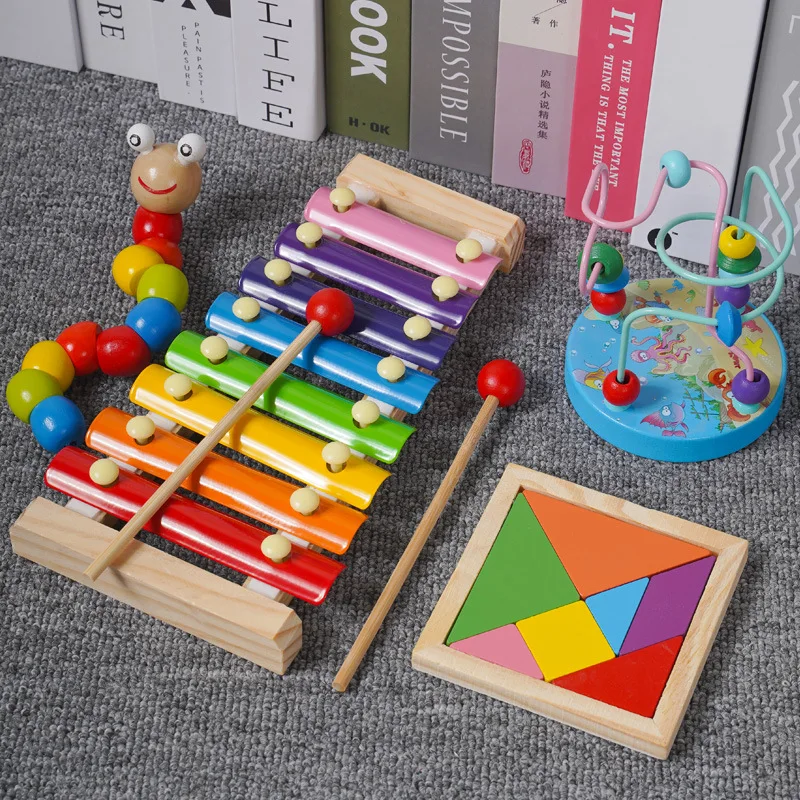Eight-tone Hand on The Piano Children Early Education Musical Instrument Enlightenment Hand Brain Coordination Wooden Toy