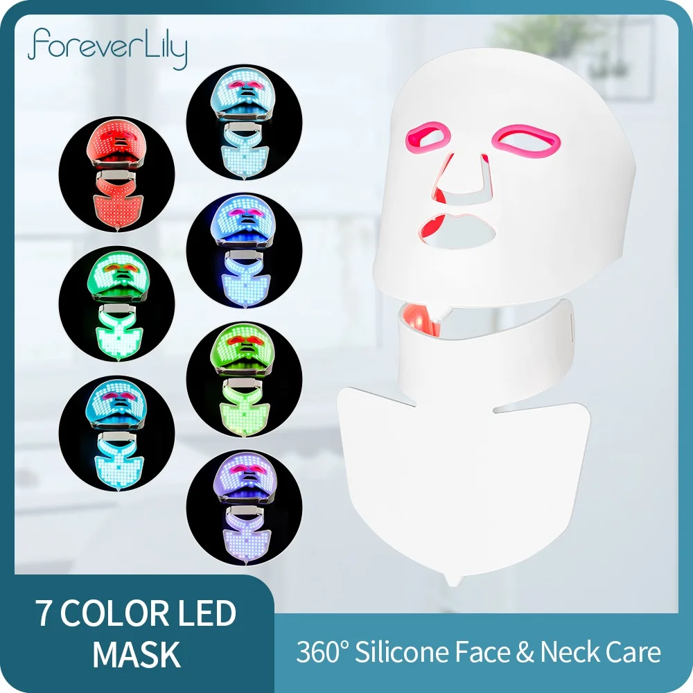 3d Face Neck Silicone Mask Led Light Therapy 7 Colors Rejuvenation ...