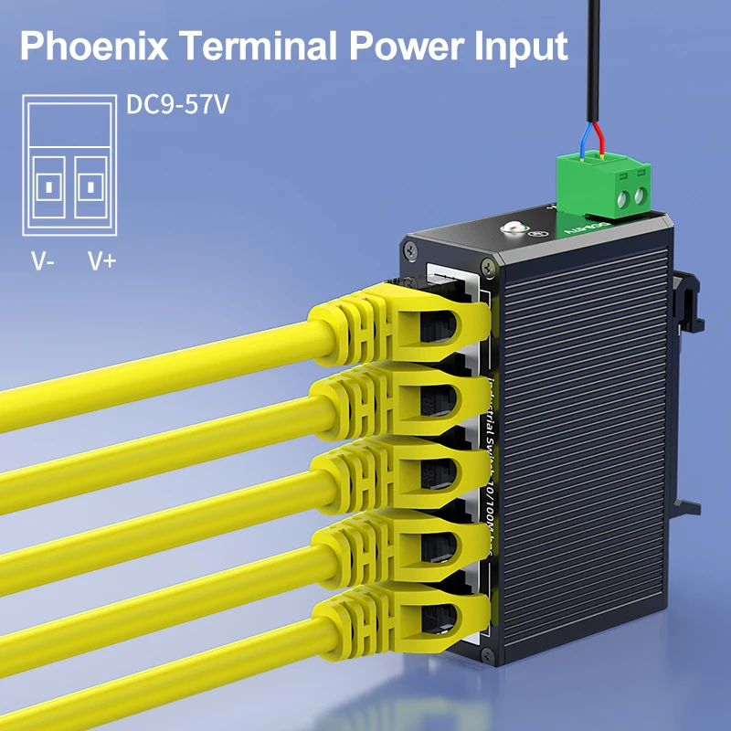 Industrial Ethernet Network Switch GoodTop 5 Port 100Mbps Industrial Switch 10/100M Mini Industry Ethernet Network Switch DIN Rail Mounted Plug and Play