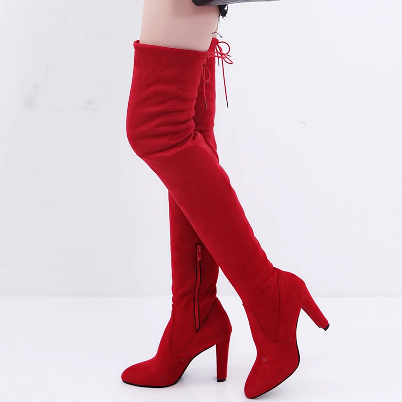The Knee Red Thigh High Boots Size 10 Big Red Boots Women's Over