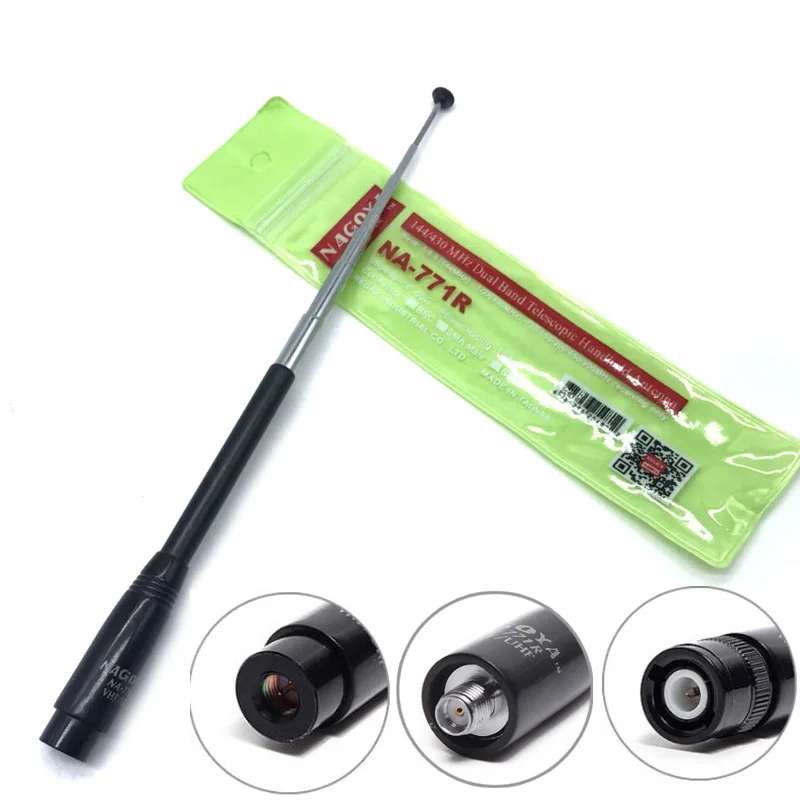 Nagoya NA-771R Dual Band VHF UHF 144/430MHz SMA Male/ Female/ BNC Telescopic Antenna for Baofeng UV-5R 888S UV82 H777 HYT Radio 1pcs 33cm 48cm cs tactical sma female dual band vhf uhf 144 430mhz foldable antenna for baofeng uv5r uv82 gl walkie talkie