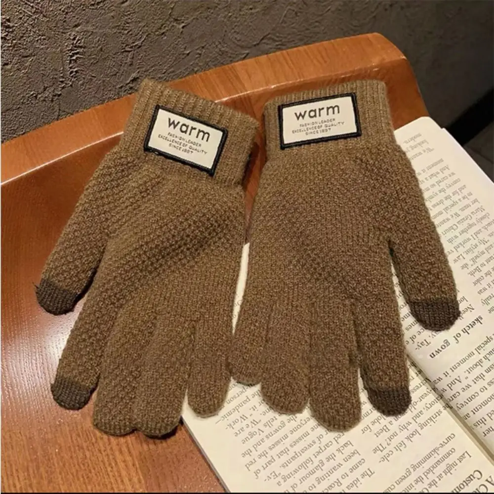 New Touchable Screen Winter Gloves Warm Knitted Touch Screen Gloves Full Finger Windproof Cold Proof Gloves Outdoor Sports