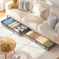 Under Bed Storage Containers,Underbed Storage 4.5 Inches Low Profile with Sturdy Sidewalls/Bottom for Clothes, Blanket, Pillows 2