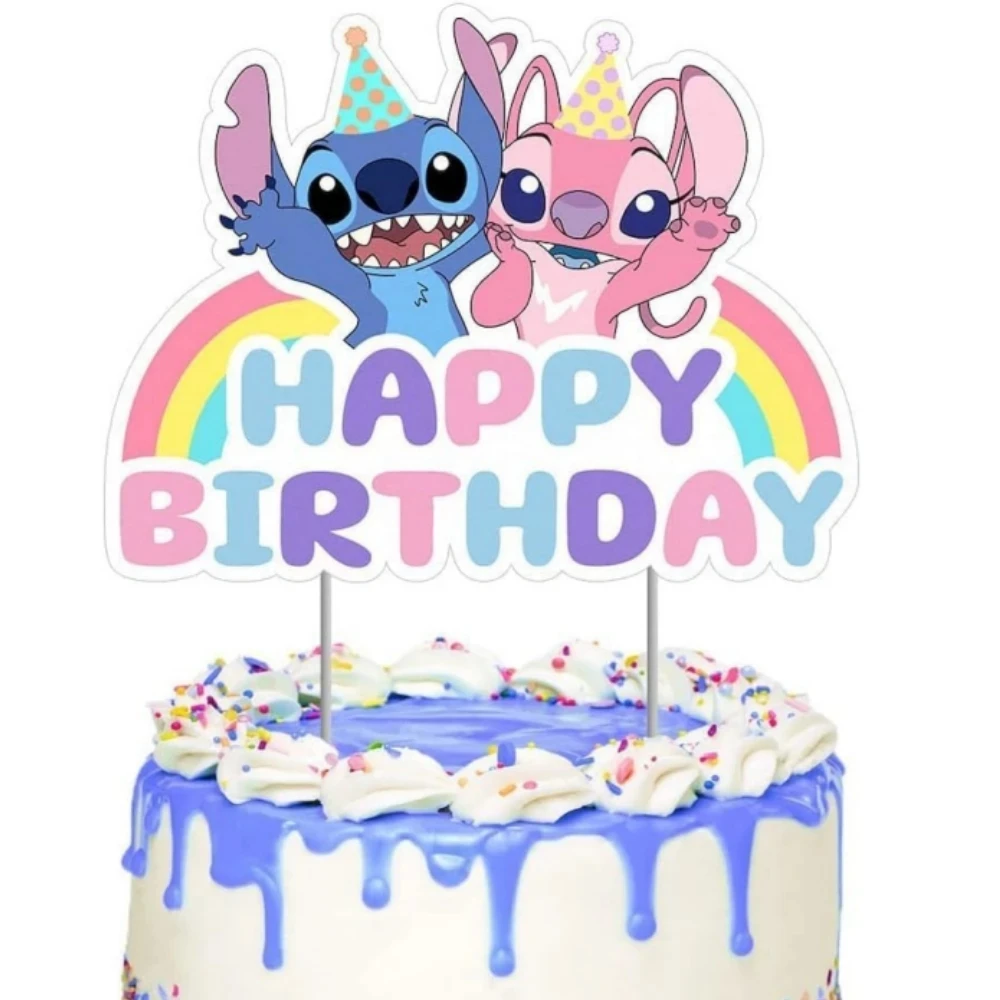 thumbnail image 1 of Adorno acrílico para tarta de feliz cumpleaños de Disney Lilo Stitch, decoración para tartas, decoración para fiestas, baby shower, suministros para hornear y hacer tú mismo, regalo para niños, 1 of 5