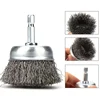 Wire Brush Wheel Cup Brush Set,Wire Brush for Drill 1/4 Inch Hex Shank 0.012 Inch Coarse Carbon Steel Crimped Wire Wheel 3