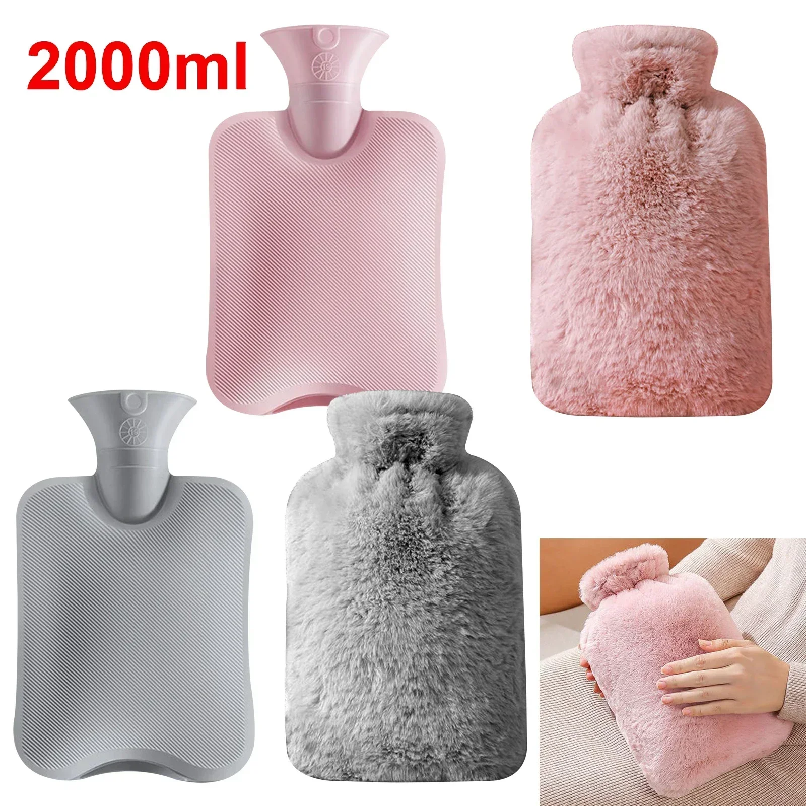 

2000/1000ml Cute Hand Warmer Hot Water Bag Heat Warm Cartoon Hot Water Bottle Water Filling Keeping Coldproof Big Soft Reusable