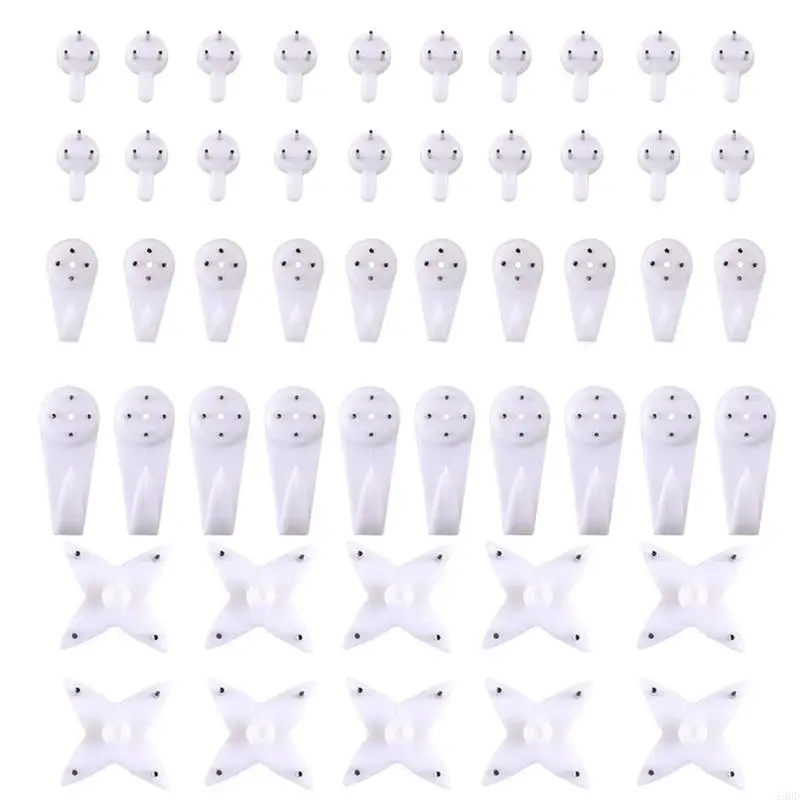 63HD 50 Pcs/Pack Multi-purpsoe Invisible Wall Hanger Hooks Set Non-trace Pushpins Set
