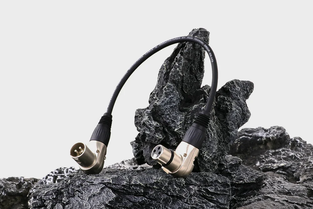 Ausgewogenes XLR-Kabel, rechtwinkliger XLR-Stecker auf Buchse, Pro 3-poliger 90-Grad-Mikrofonanschluss für Audio-Interface, Mixer, Lautsprecher – Detail 3