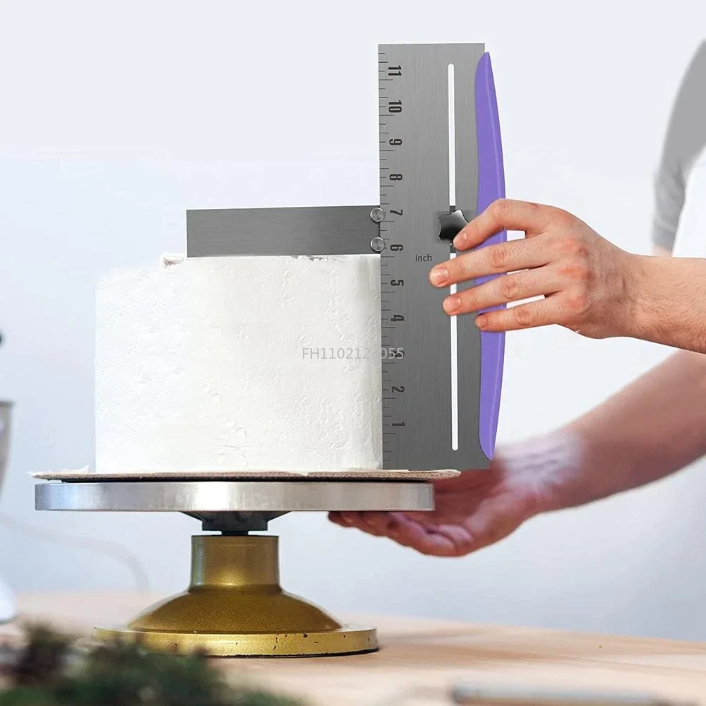 Stainless Steel Adjustable Cake Scraper Smoother Adjustable Fondant Spatulas Cake Edge Smoother Cream Decorating Cake Tools