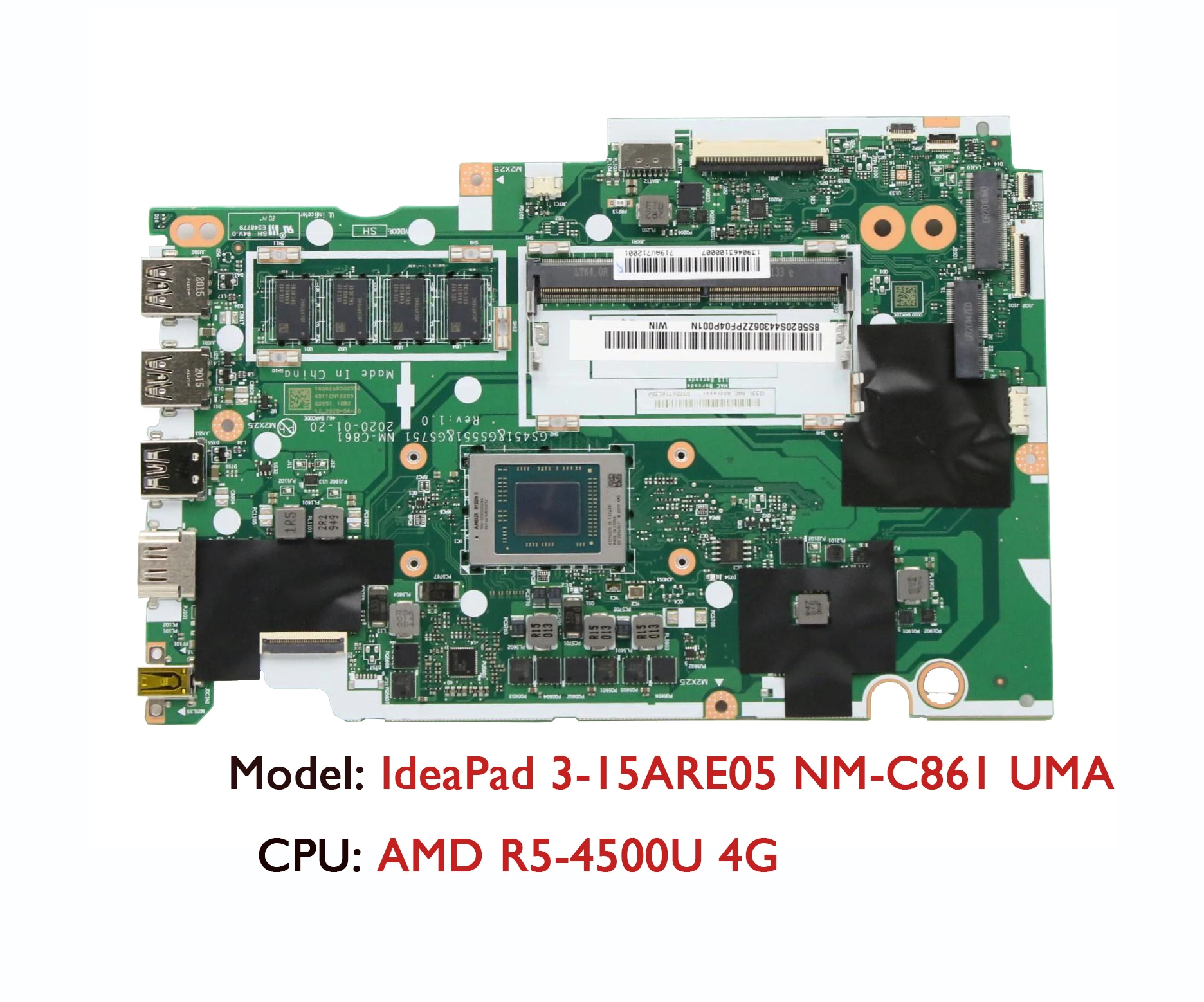

Материнская плата для ноутбука IdeaPad 3-15ARE05 R5 4500U UMA 4G 5B20S44306