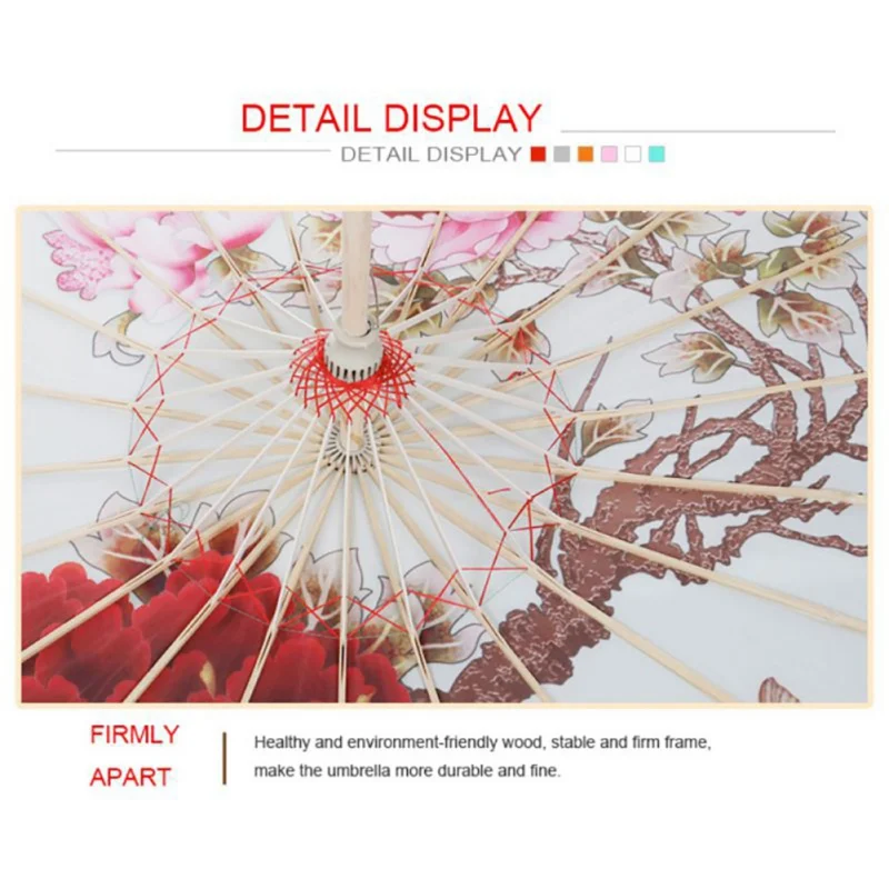 1PC Cheongsam Performance Dance Umbrella Silk Cloth Umbrella Wood Chinese Parasols Photography Props Asian Theme Decoration