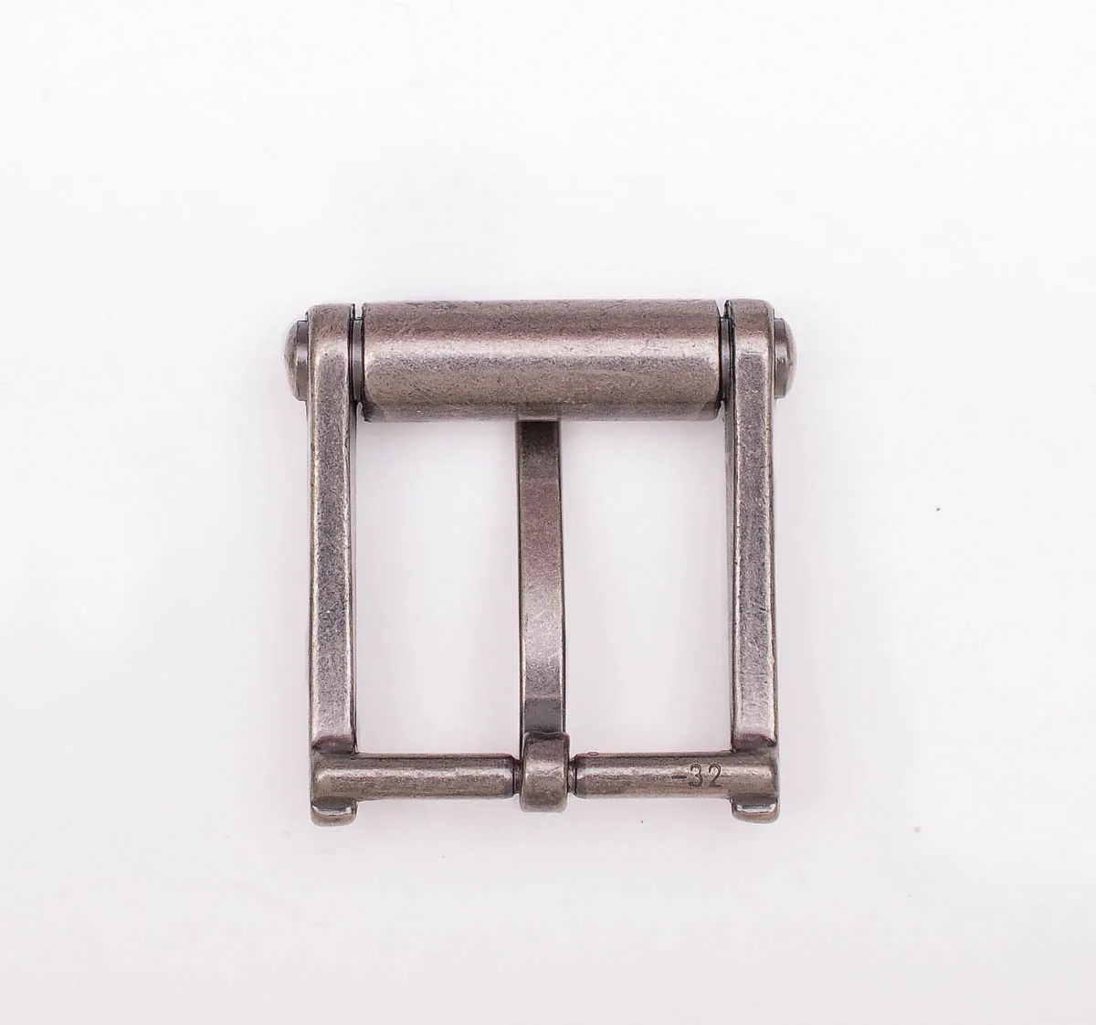 32Mm Novelty Heavy Mens Retro Solid Silver Single Prong End Bra Heel Bar Metal Roller Belt Buckle for Leathercraft