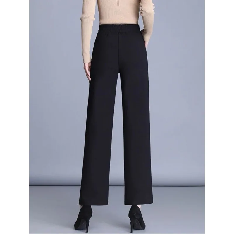 2024 New Spodnie Plaid Office Straight Pant Women Big Size 4XL Korean Casual Baggy Pantalone High Waist Formal Wide Leg Trousers