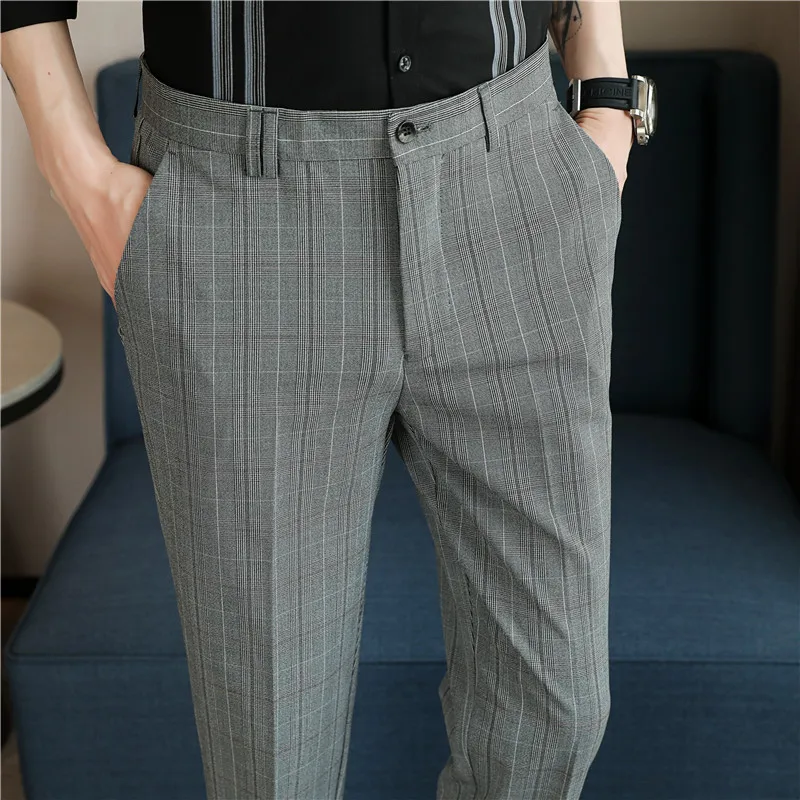 Super Skinny Grey Check Cropped Trouser | boohooMAN