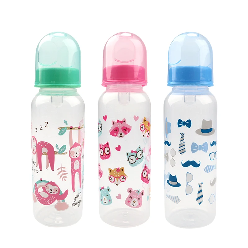 250ML Baby Bottle Infant Newborn Children Learn Feeding Drinking Milk Bottles Portable Breast Nipple Bottles Random Pattern water bottle,milk bottle,feeding bottle