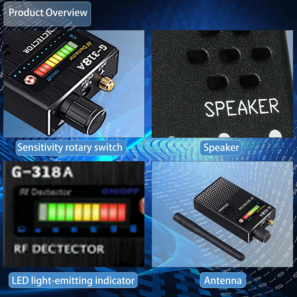 G318 RF Signal Detector Wireless Monitoring Equipment Positioning System Tracker Detection Interfere Signal Blocker 5