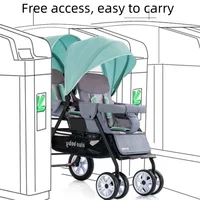 Poussettes jumelées pour bébés, portables et pliables, avec sièges doubles avant et arrière, pour deux enfants. 4
