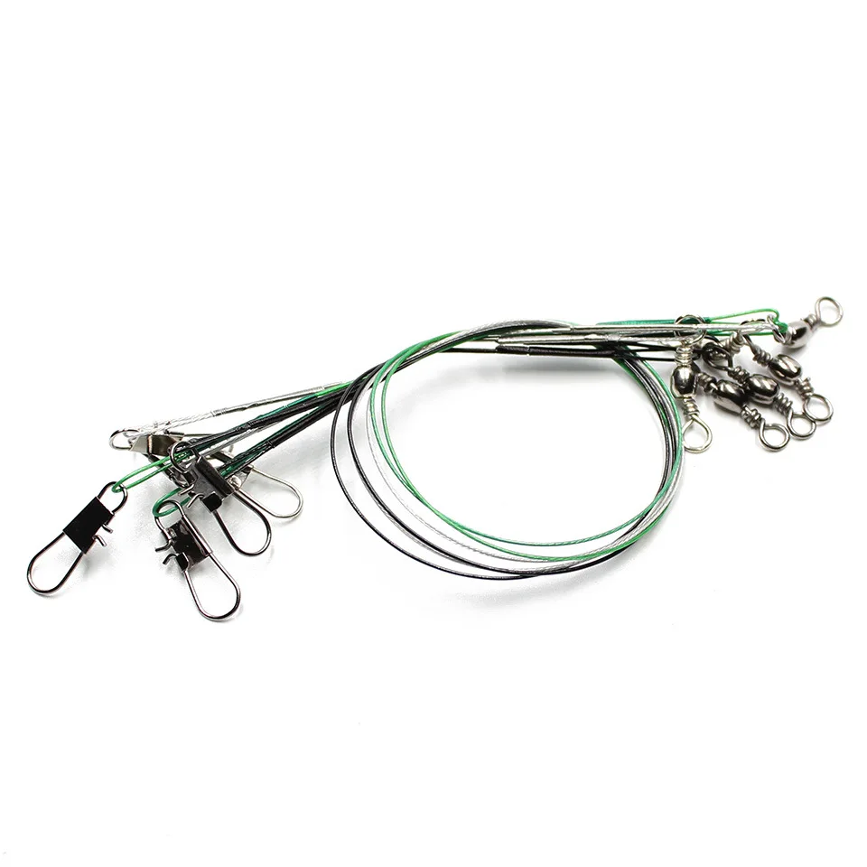 fishing accessories 10Pcs Steel Fishing Line Steel Wire Leader With Swivel Olta Fishing Accessory Lead Core Leash Leader Wire Tackle Pesca