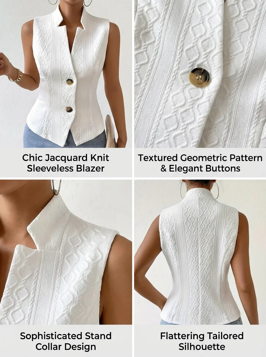 Women's Elegant V-Neck Sleeveless Blazer Vest – Slim Fit Button-Down Waistcoat S2a975b012d5f48ac93b2ed34a2b28a56h