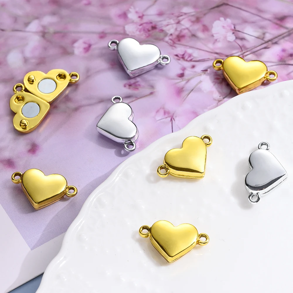 5 Paar herzförmige magnetische Doppelschnallen aus Legierung, Schmuckverbindungsschnallen, geeignet für Valentinstagsgeschenke – Detail 7