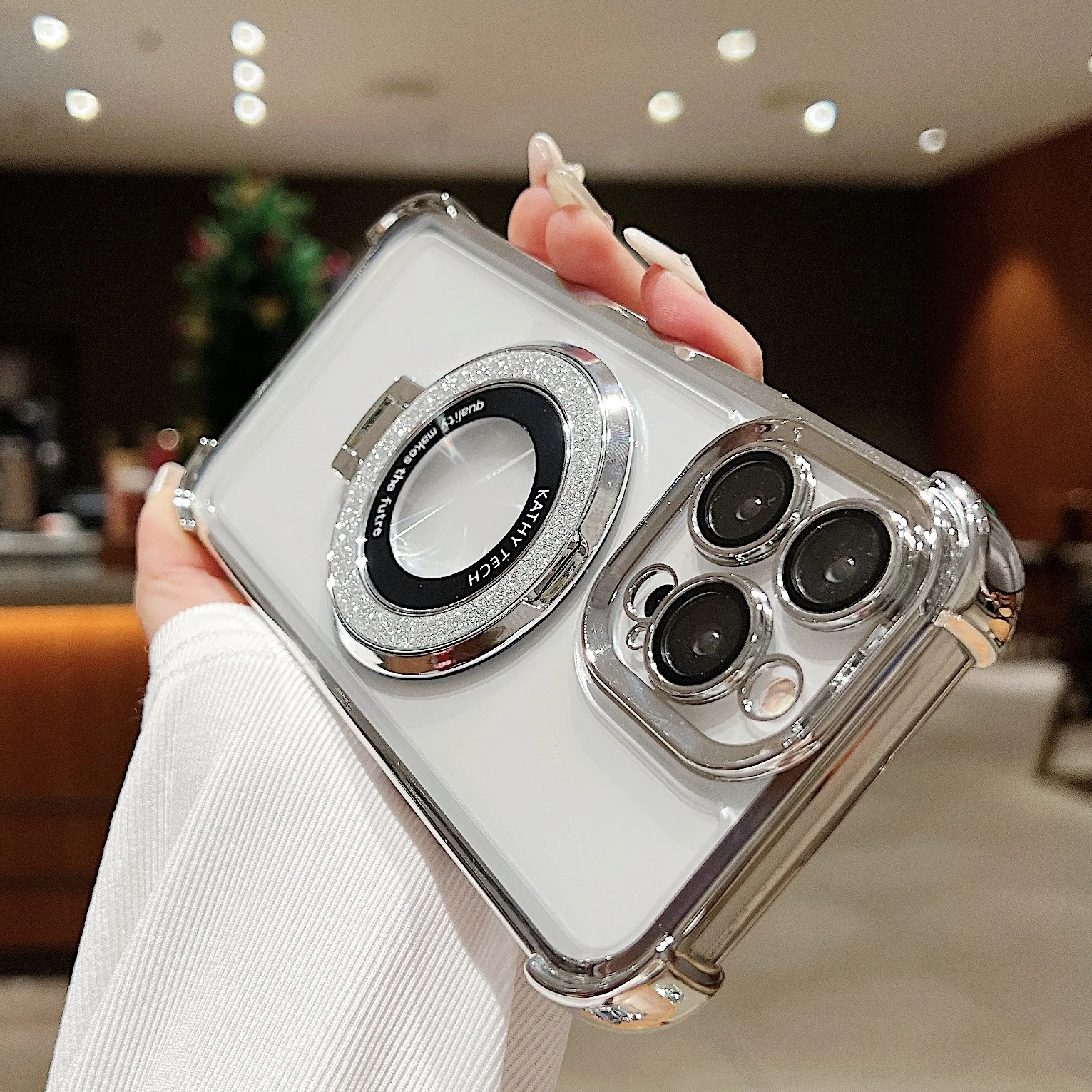 Läpinäkyvä TPU-pehmeä puhelinkotelo iPhone 15 14 Plus 13 12 11 Pro Maxille, magneettinen rengasjalka, iskunkestävä kameralinssi_voghion.com