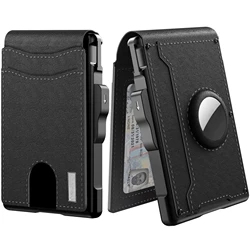 Men's Pop - Up Aluminum Carbon Fiber RFID Blocking Wallet with AirTag Slot (Black)