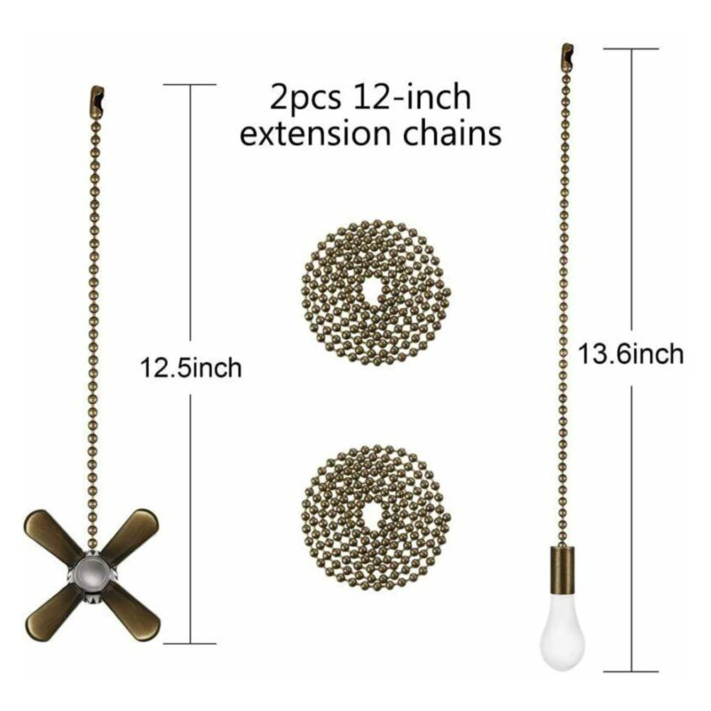 2pcs 천장 팬 당겨 체인 전구 팬 당겨 커넥터 천장 조명기구와 세트와 파란색 공 확장 체인