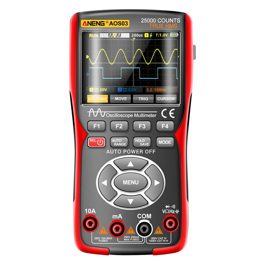

Digital Oscilloscope Multimeter Signal Generator 3.5inch Screen Display 2 Channel 50MHZ True RMS Multimeter 280MSA Sampling Rate