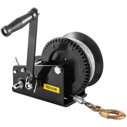 VEVOR Rope Crank,3500 LBS Capacity Heavy Duty Hand Winch w/ 10 m Wire Cable & Alloy Hook, 2-Gear Two-Way Manual Operated Ratchet