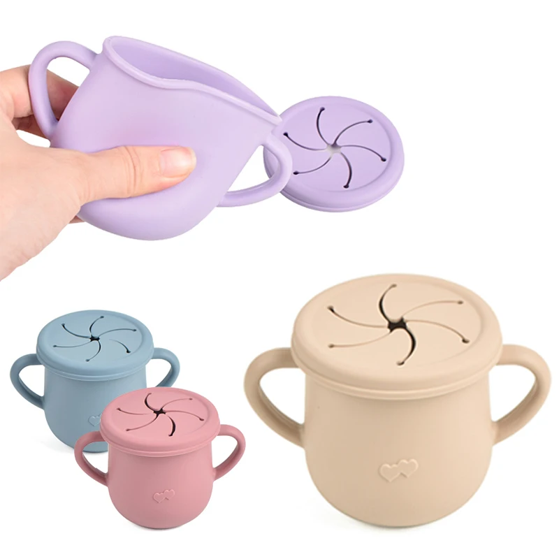 

Baby Silicone Feeding Cups Portable Drinkware Sippy Food Food Grade Learning Cups For Toddlers Storage Snack Container BPA FREE