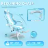 Kawaii Light Blue Gaming Chair with Bunny Ears, Cute Ergonomic Gamer Chair with Footrest and Massage, Racing Reclining Leather C 4