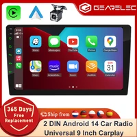 Autoradio GEARELEC 2DIN Android 14 9 pouces Lecteur multimédia de voiture Android Auto Carplay GPS universel Audio Stéréo FM WIFI BT Écran tactile HD 1