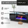110" Large Fireplace TV Stand Set , Includes 70" 2-Tier Fireplace TV Stand, TV Console with LED Light for Living Room, Black 3