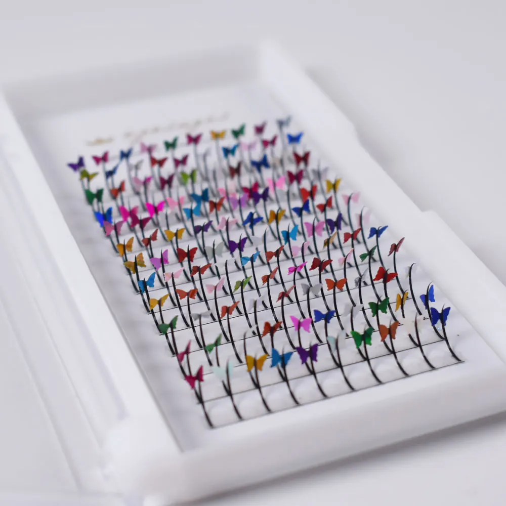 Blended Color Flash Eyelash Extension Shiny Colorful False Eyelash Embedding Diamond Drama Stage Eyelash Makeup Supplies