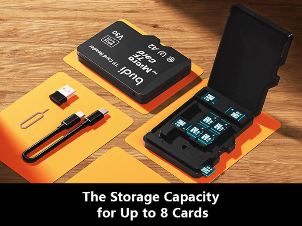 BUDI TF-Speicherkarten-Aufbewahrungsbox mit Speicherkartenleser USB Typ-C & USB Kompatibel Speicherkartenhalter für Digitale Fotografie – Detail 2