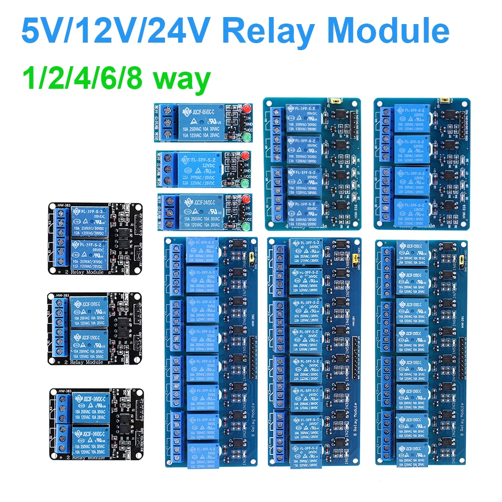 5V 12V 24V Relay Board Support High Or Low Level Trigger Relay Switch Module with Optocoupler Isolation Electronic Components