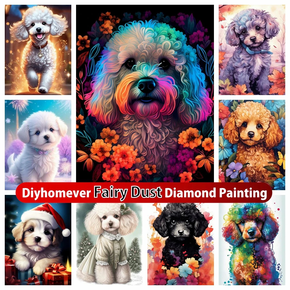 

French Poodle 5D DIY Fairy Dust Diamond Painting Embroidery Cute Animal Cross Stitch Mosaic Rhinestones Handicraft Home Decor