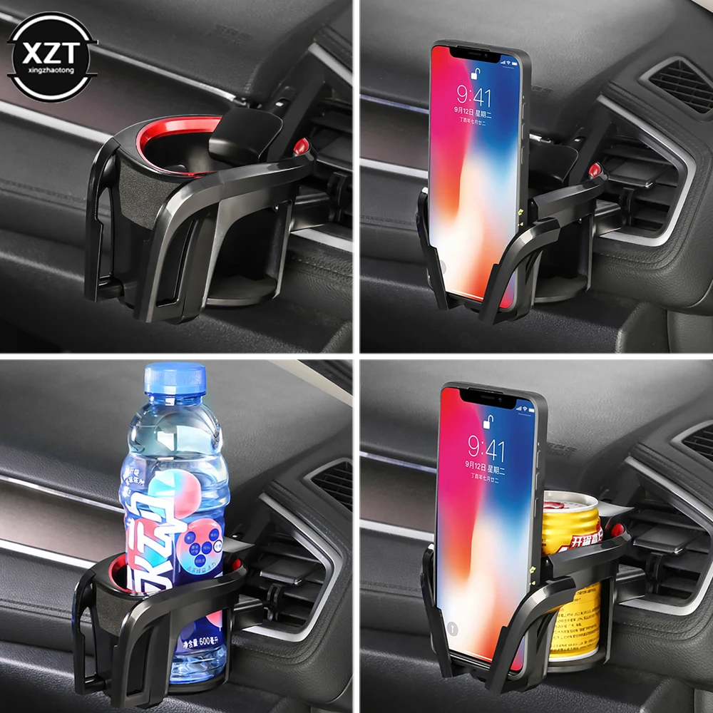 

2 in 1 Outlet Air Vent Cup Rack Beverage Mount Insert Stand Holder Drink Bottle Stand Container Hook Rack Car Phone Holder