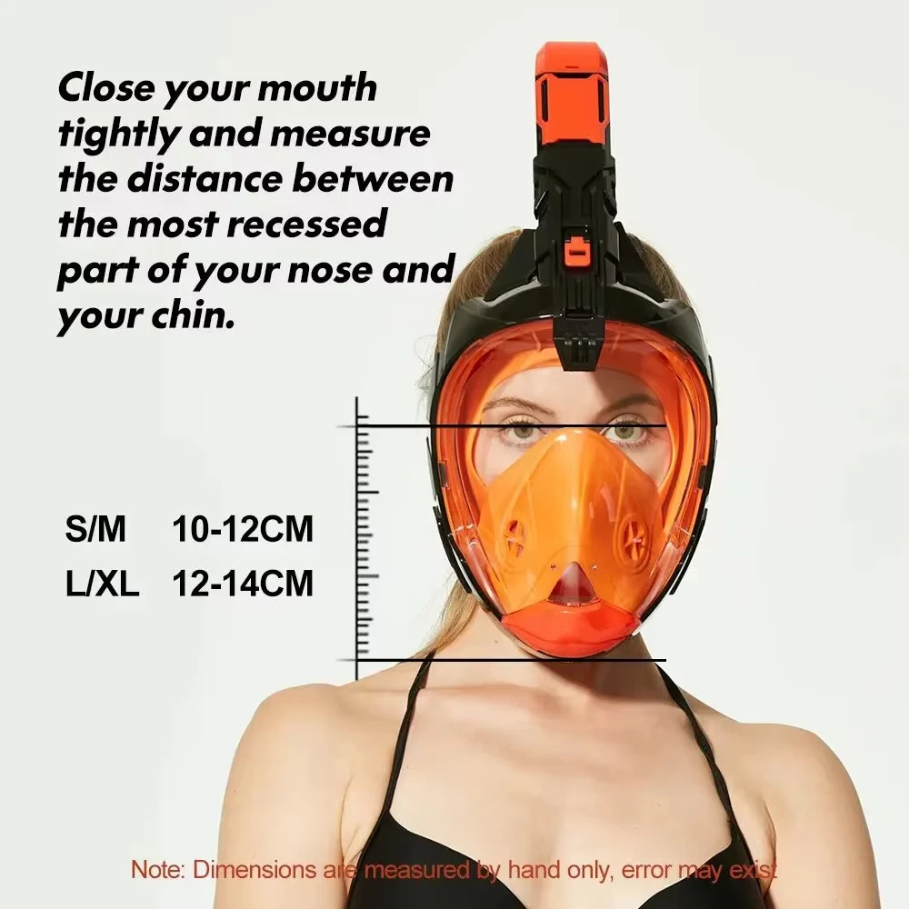 탈부착 가능한 카메라 마운트가 있는 풀페이스 스노클 마스크, 성인 및 청소년용 넓은 시야 확보, 김서림 방지, 누수 방지 기능이 있는 스노클링 수영 다이빙 마스크