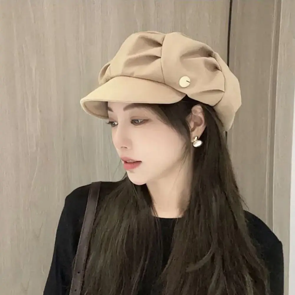

Japanese Niche Layered Pleated Berets Caps for Women and Men Autumn and Winter Literary Retro Oversized Cloud Newsboy Hats