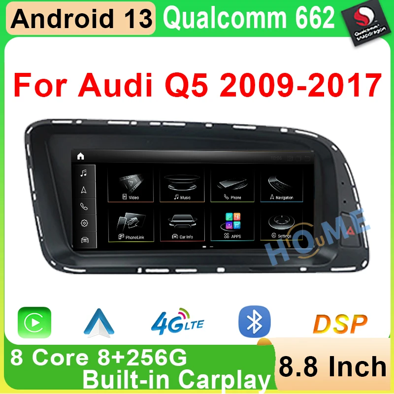 

Android13 Qualcomm 662 8.8" Car Radio CarPlay Auto For Audi Q5 2009-2017 Multimedia Player 2Din Stereo GPS Navigation 4G Monitor