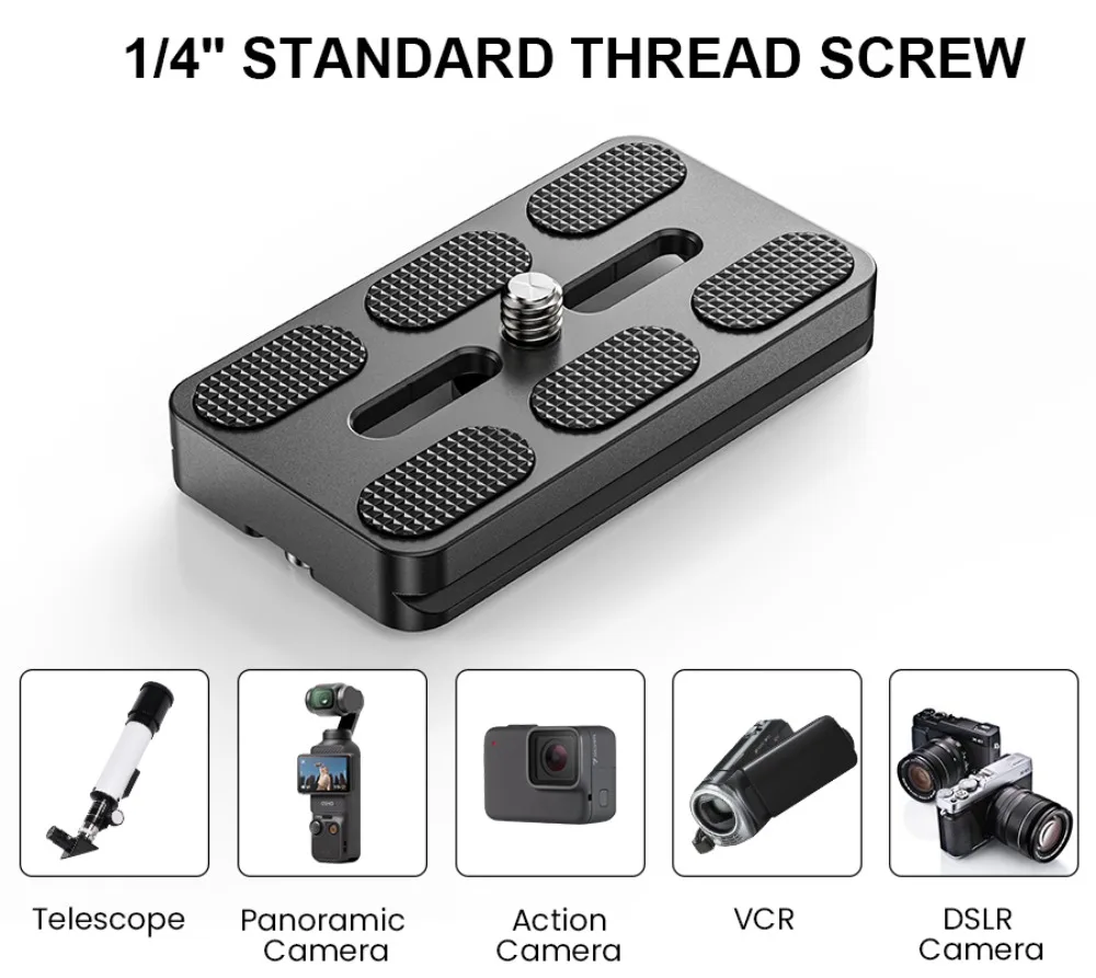 FQ70 Quick Release Plate 70mm 1/4 Inch Mounting Screw Compatible with Arca Swiss