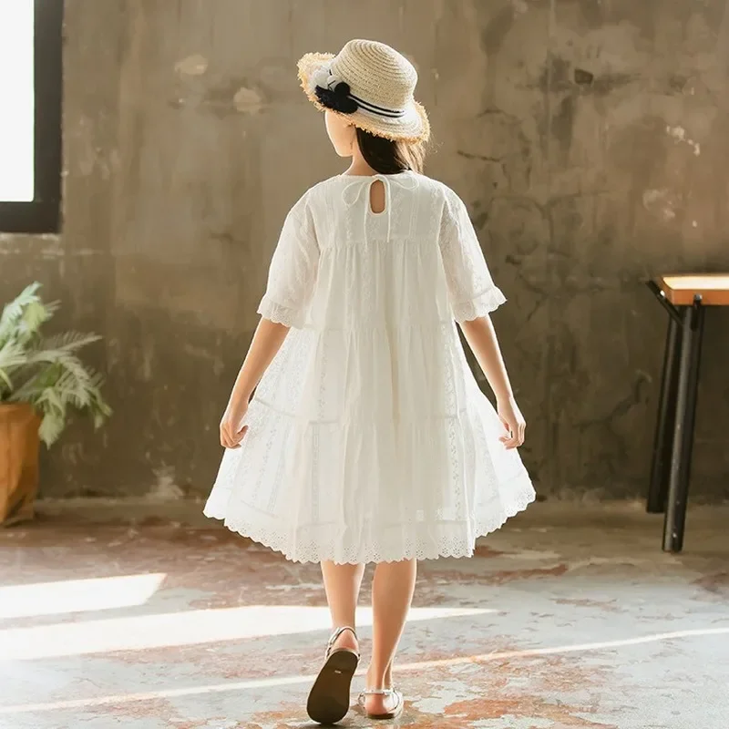 Vestido Casual Verano Niñas Cuello Volantes