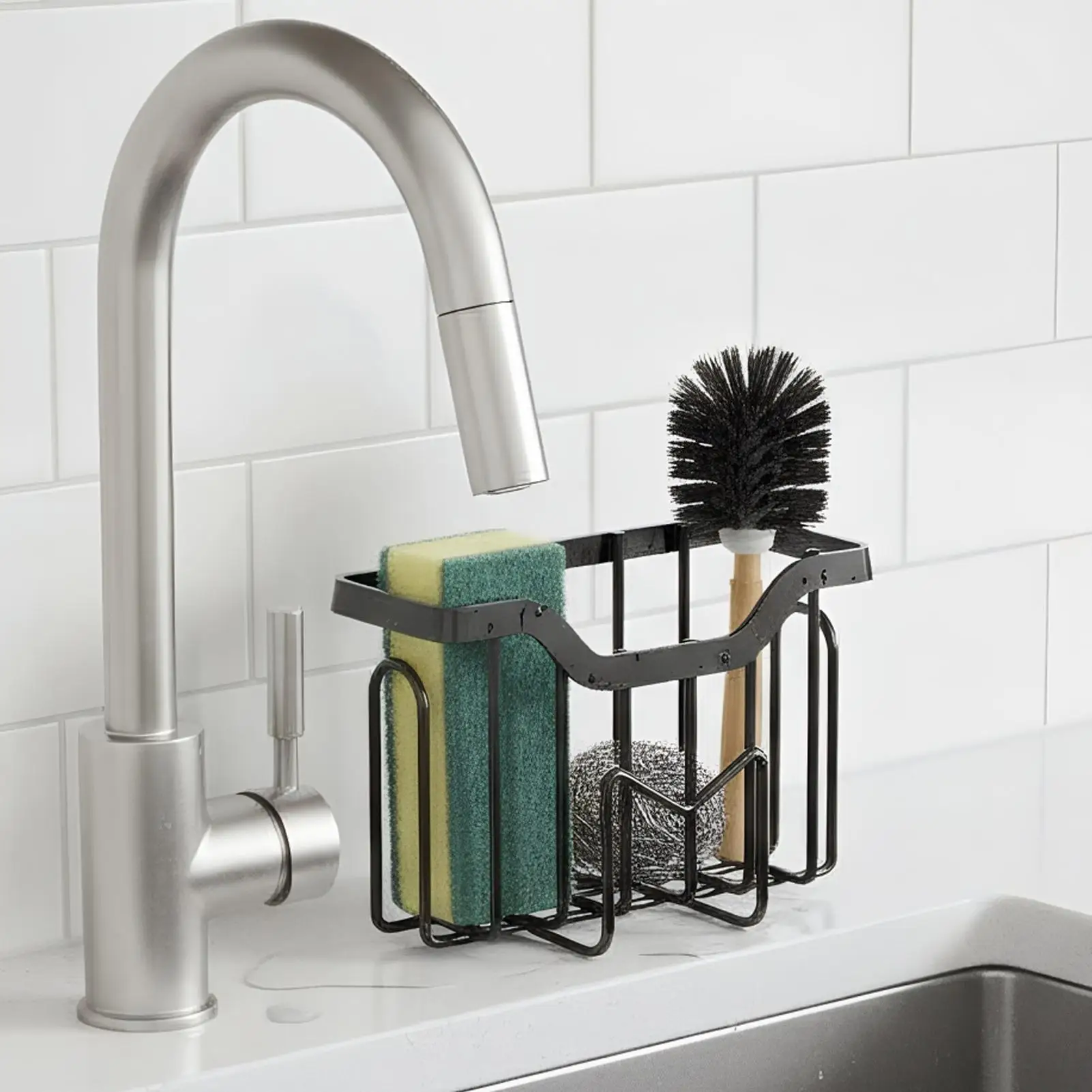 Sponge Holder For Kitchen Sink Household Organizer Drain Rack Sink Dish Sponge Holder With Suction Cup For Scrubber Cleaning