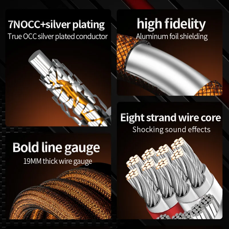 Audio cable audio speaker cable HIFI Silver-plated Speaker Cable HI-FI High-end Amplifier Loudspeaker Cables Banana Plug Wire Line 7N OCC Speaker Cable