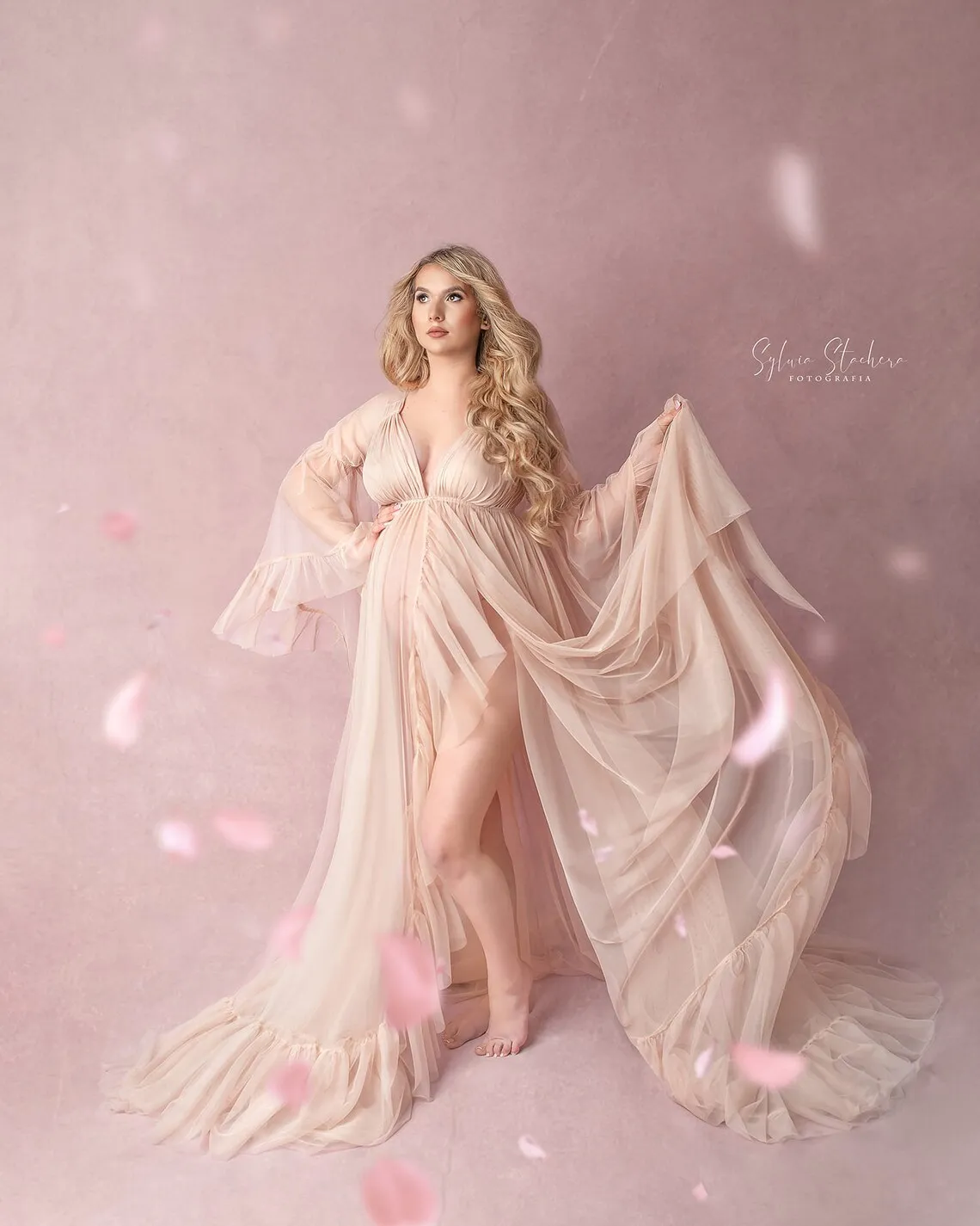 

Иллюзионные шампанские платья для беременных трапециевидные сексуальные тюлевые платья для фотосъемки в стиле Babyshower халат одежда