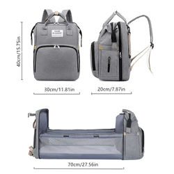 Foldable Diaper Bag with Changing Station and Insulated Pocket - Large Capacity Multifunctional Mommy Backpack (GRAY)